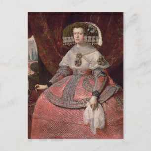 Cartão Postal Rainha Maria Anna de Espanha num vestido vermelho