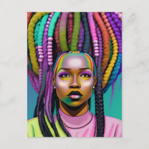 Cartão Postal Rainha Negra melanina Bela Americana Sista