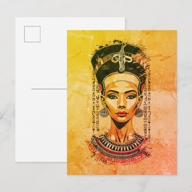 Cartão Postal Rainha Regal do Egito - Arte Neo-Faraó Moderna (Frente/Verso)