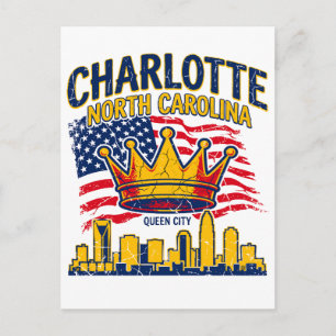 Cartão Postal Rainha Vintage Charlotte Carolina do Norte Silhuet