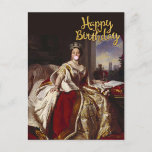 CARTÃO POSTAL RAINHA VITÓRIA SOPRANDO CHICLETE ROSA 