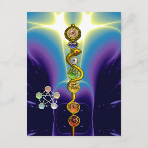 CARTÃO POSTAL RAIO DE ASCLEPIUS 7 CHAKRAS,YOGA, ENERGIA ESPIRITU