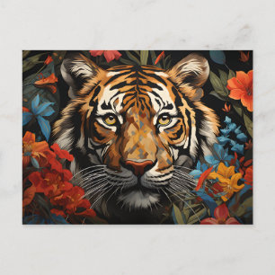 Cartão Postal "Raio de Majestade: Captivador Inspirado no Tigre