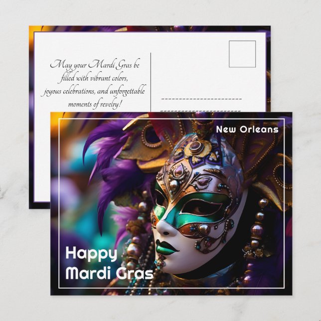 Cartão Postal 💚 💜 Raio Regal 💛 Mardi Gras Majestade (Frente/Verso)