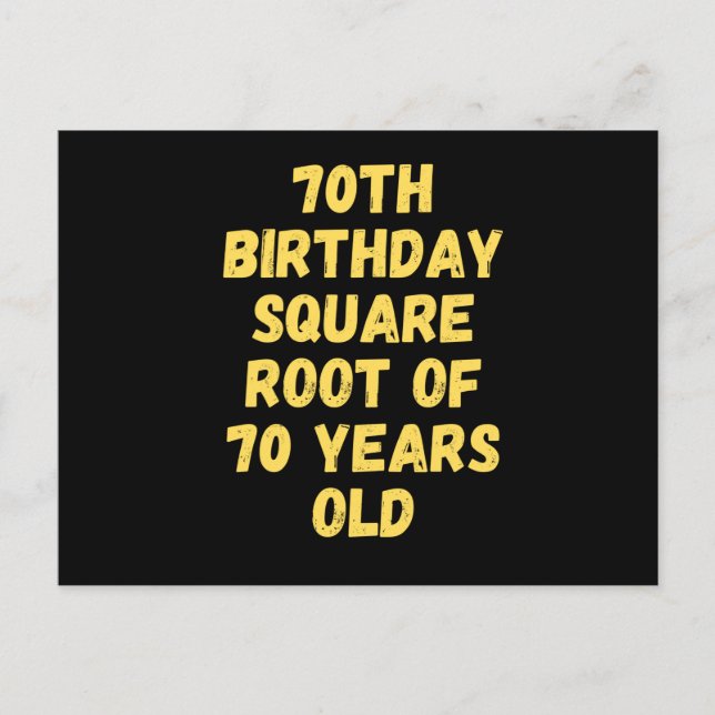Cartão Postal Raiz quadrada de 70 de aniversário de 70 anos (Frente)