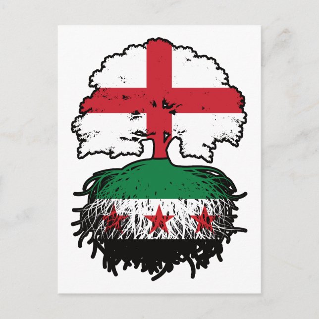 Cartão Postal Raízes & Coroa: Inglaterra–Síria Árvore (Frente)