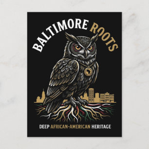 Cartão Postal Raízes de Baltimore Coruja Sábia Patrimônio Afro-A