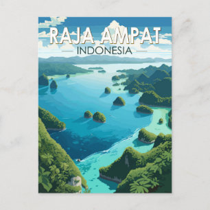 Cartão Postal Raja Ampat Indonesia Viagem Art Vintage