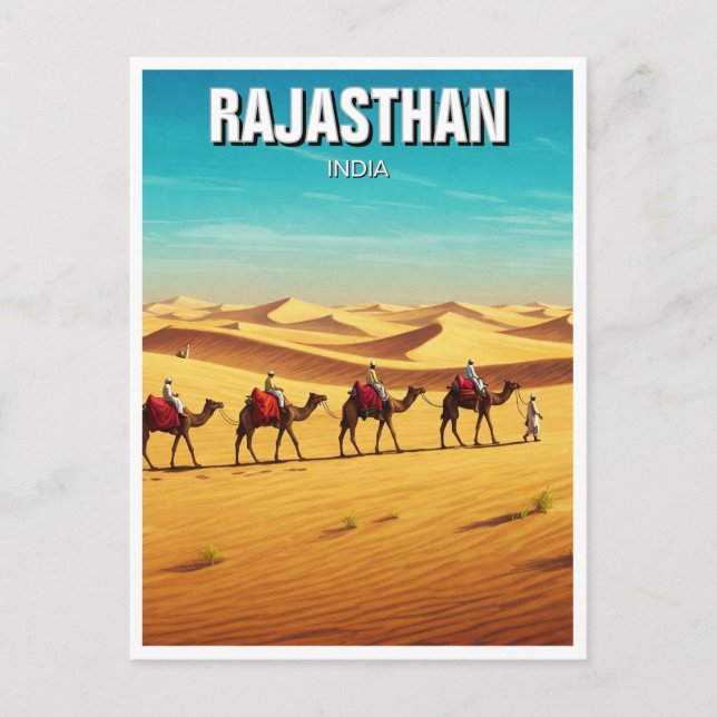 Cartão Postal Rajasthan Thar Desert Jaisalmer India Viagem (Frente)