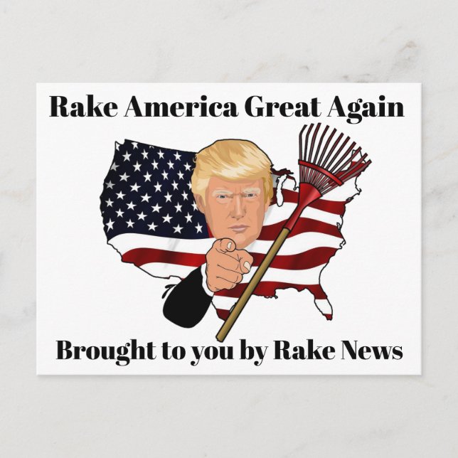 Cartão Postal Rake News Trump Humor Anti Donald Trump (Frente)