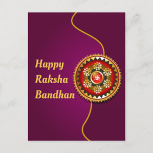 Cartão Postal Raksha Bandhan roxo e Dourado
