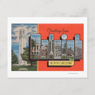 Cartão Postal Raleigh, Carolina do Norte - Cenas em Larga Letra