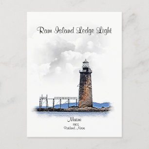 Cartão Postal Ram Island Ledge Light-Michigan