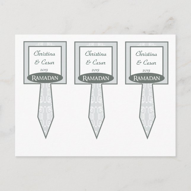 Cartão Postal Ramadã Islâmico Azul Suave Pick Blue 3 Cup (Frente)