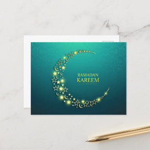 Cartão Postal Ramadan Kareem - Crescente Dourado Islâmico