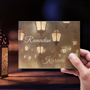 Cartão Postal Ramadan Kareem - pintura com lâmpadas