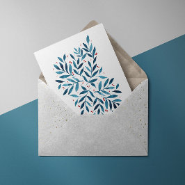 Cartão Postal Ramais bonito de aquarelas - turquesa e vermelho