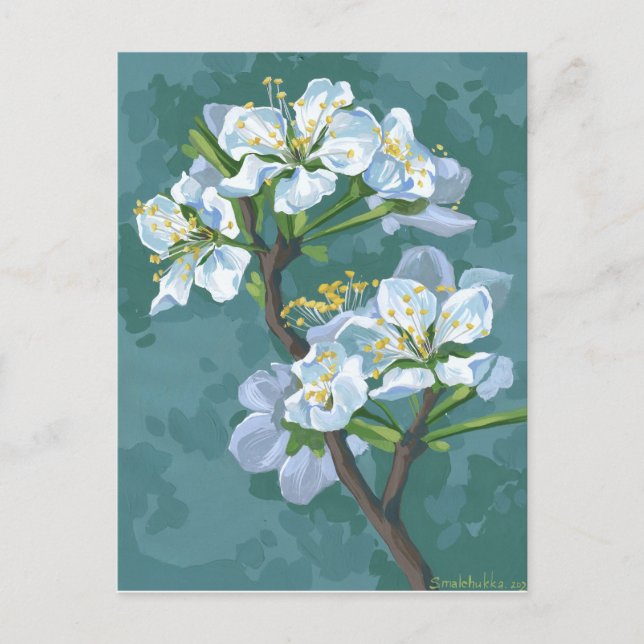 Cartão Postal Ramal florescente da macieira (Frente)