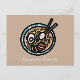 Cartão Postal Ramen ama japonês fofo