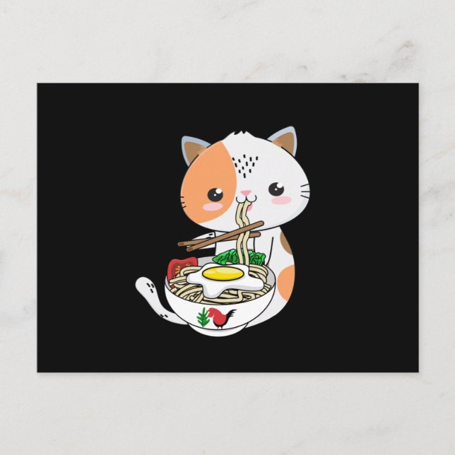 Cartão Postal Ramen Cat Kitten (Frente)
