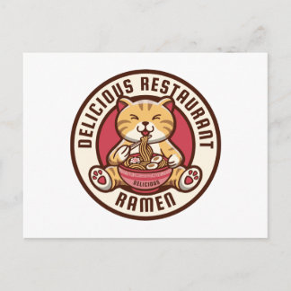 Cartão Postal Ramen cute Cat