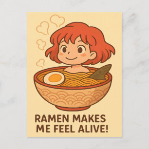 Cartão Postal Ramen Me Faz Sentir Vivo Camiseta Divertida para A