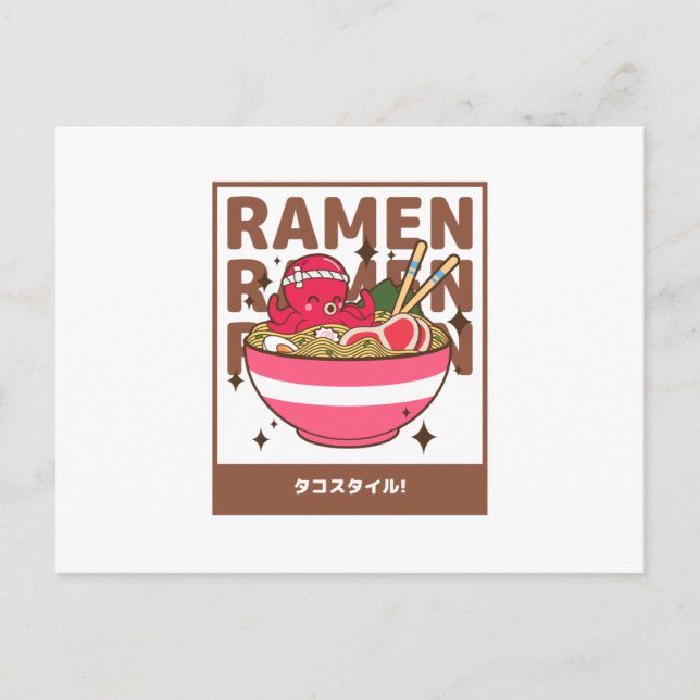 Cartão Postal Ramen Octopus Style - Ramen Com Octopus (Frente)