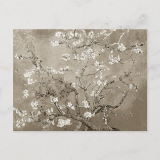 Cartão Postal Ramificações de Amêndoa Van Gogh em Sangue - Sepia