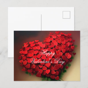 Cartão Postal Ramo de corações vermelhos valentine
