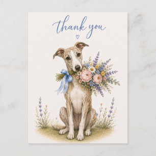 Cartão Postal Ramo de Flores Whippet Obrigado