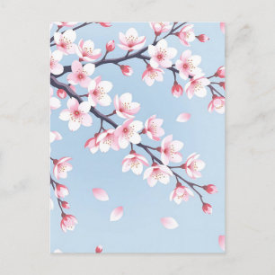 Cartão Postal Ramos de Flor de Cerejeira Padrão Sereno