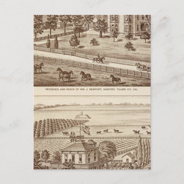 Cartão Postal Ranches, Hanford, Cal (Frente)