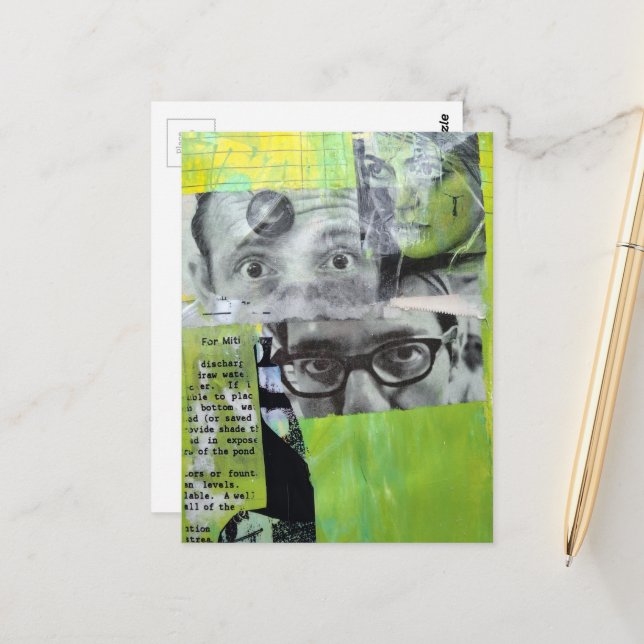 Cartão Postal Random Collage of  Vintage Faces (Frente/Verso In Situ)