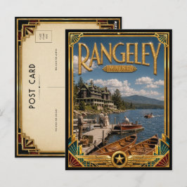 Cartão Postal Rangeley Maine Arte Deco Vintage Idade Dourada