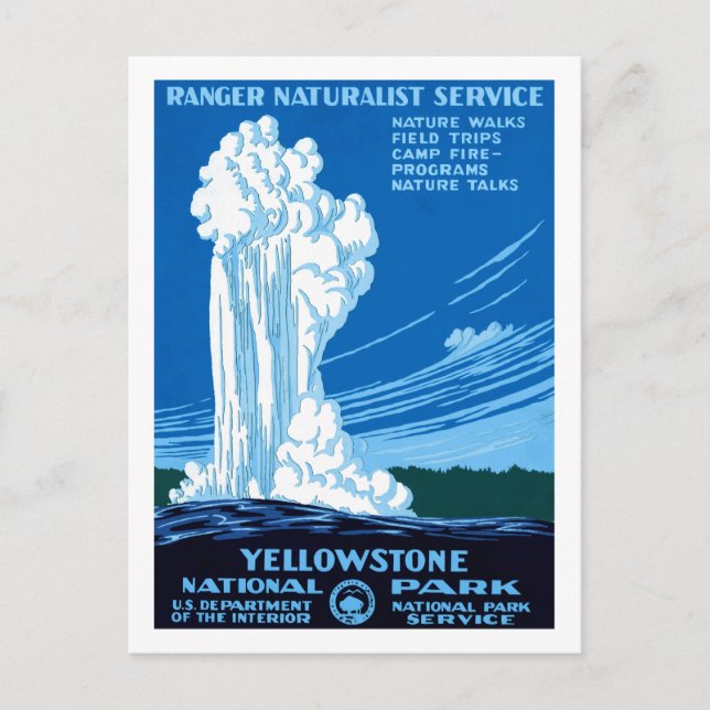 Cartão Postal Ranger Naturalist Service ~ Yellowstone (Frente)