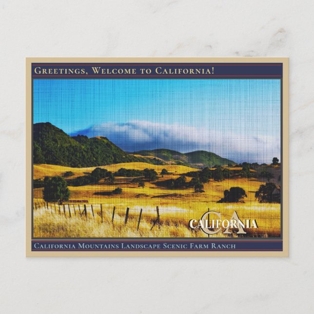 Cartão Postal Ranhura de Fazendas Cênicas das Montanhas da Calif (Frente)