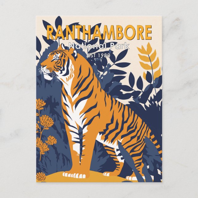 Cartão Postal Ranthambore National Park India Vintage (Frente)