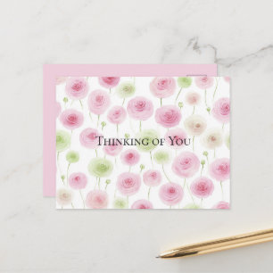 Cartão Postal Ranúnculo Floral Rosa Menta