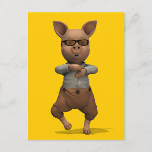 Cartão Postal Rap Dancing Pig