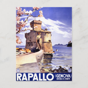 Cartão Postal Rapallo Genova Itália Viagens vintage