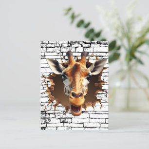 Cartão Postal Rapariga 3D Wall Break Art - Safari Realista