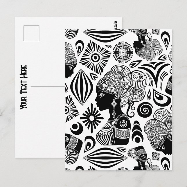 Cartão Postal Rapariga africana Retrato Tribal Tatuagem (Frente/Verso)