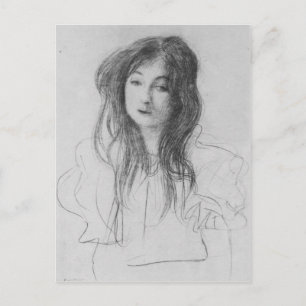 Cartão Postal Rapariga com cabelo comprido por Gustav Klimt