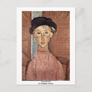 Cartão Postal Rapariga Com Chapéu Por Modigliani Amedeo