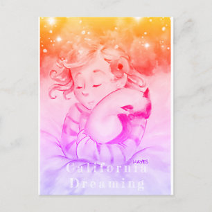 Cartão Postal Rapariga Com Gato Dormindo (Versão 2)