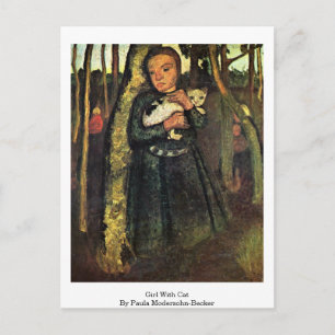 Cartão Postal Rapariga Com Gato Por Paula Modersohn-Becker