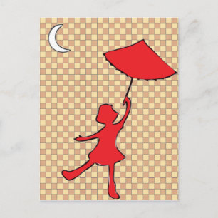 Cartão Postal Rapariga com o guarda-chuva