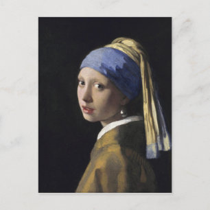 Cartão Postal Rapariga com pérolas a ouvir por Johannes Vermeer