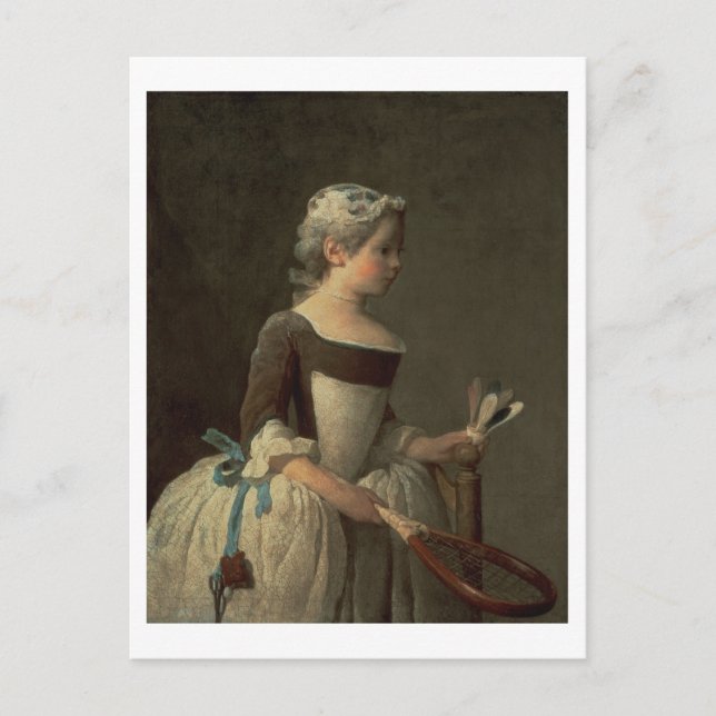 Cartão Postal Rapariga com Racket e Choque (Frente)