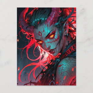 Cartão Postal Rapariga de Animação Vermelha